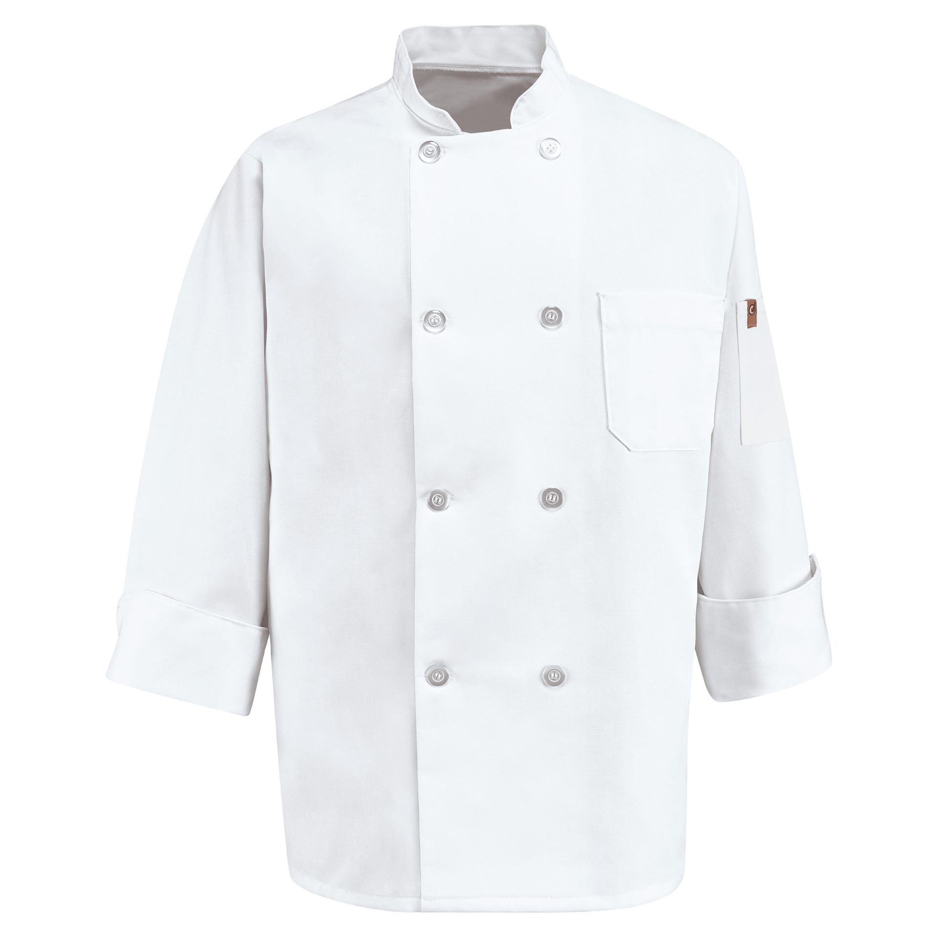 Picture of Red Kap® 0413 Eight Pearl Button Chef Coat with Thermometer Pocket