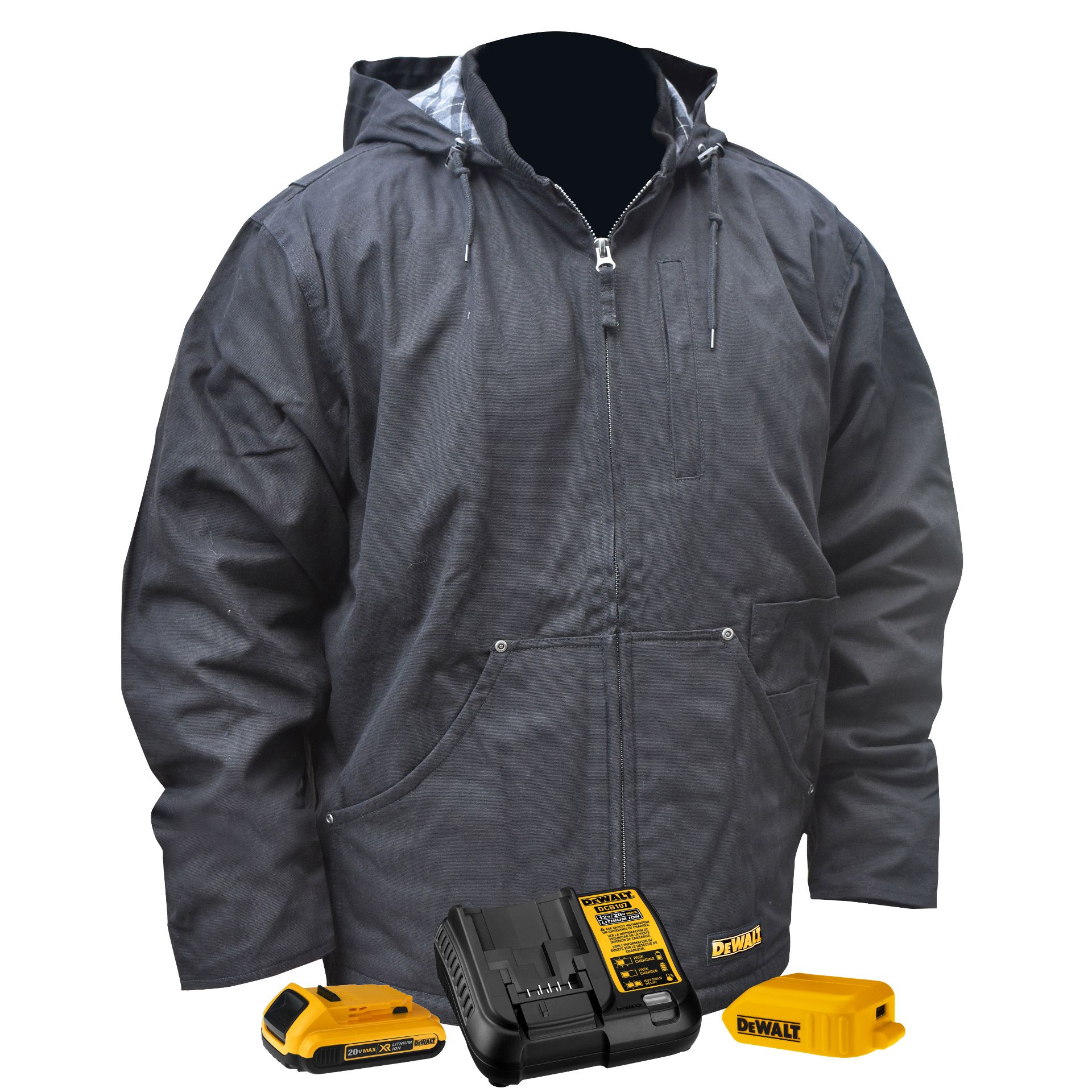 Picture of DEWALT DCHJ076ABD1 DEWALT Men's Heated Heavy Duty Work Coat Kitted Black