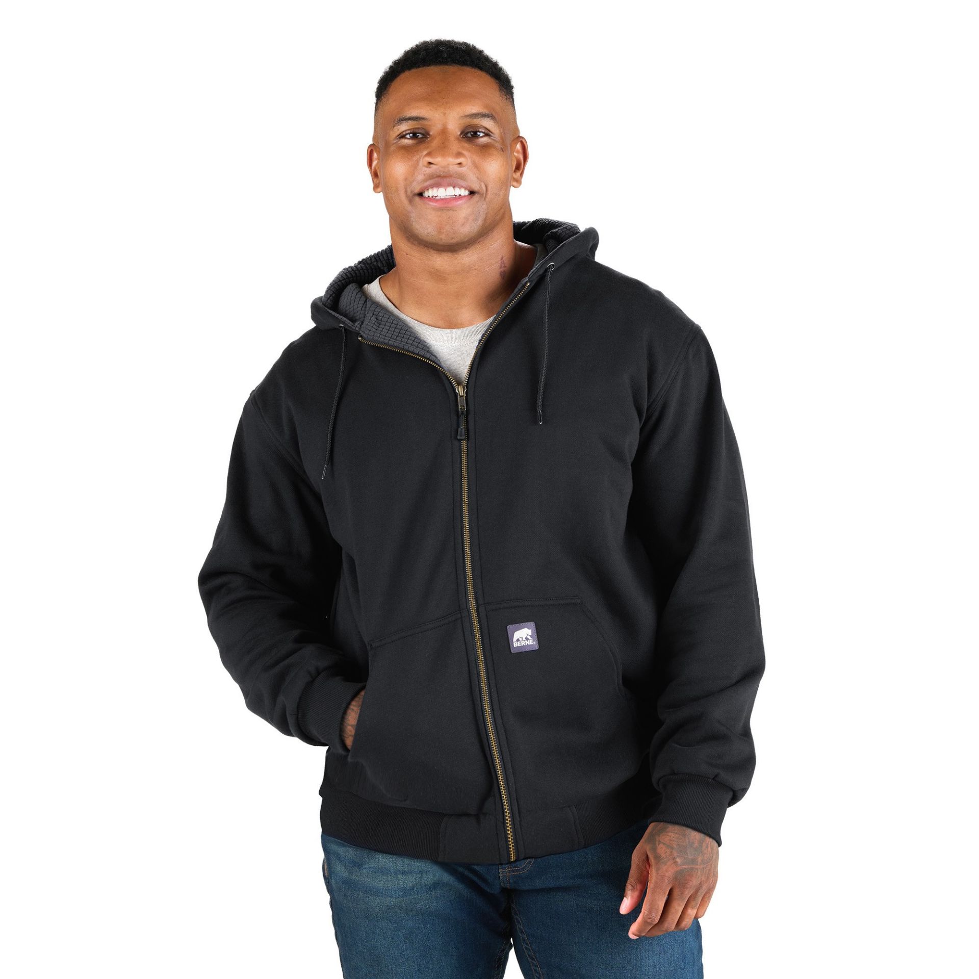 Picture of Berne  SZ107 Heritage Grid Fleece-Lined Full-Zip Hooded Sweatshirt