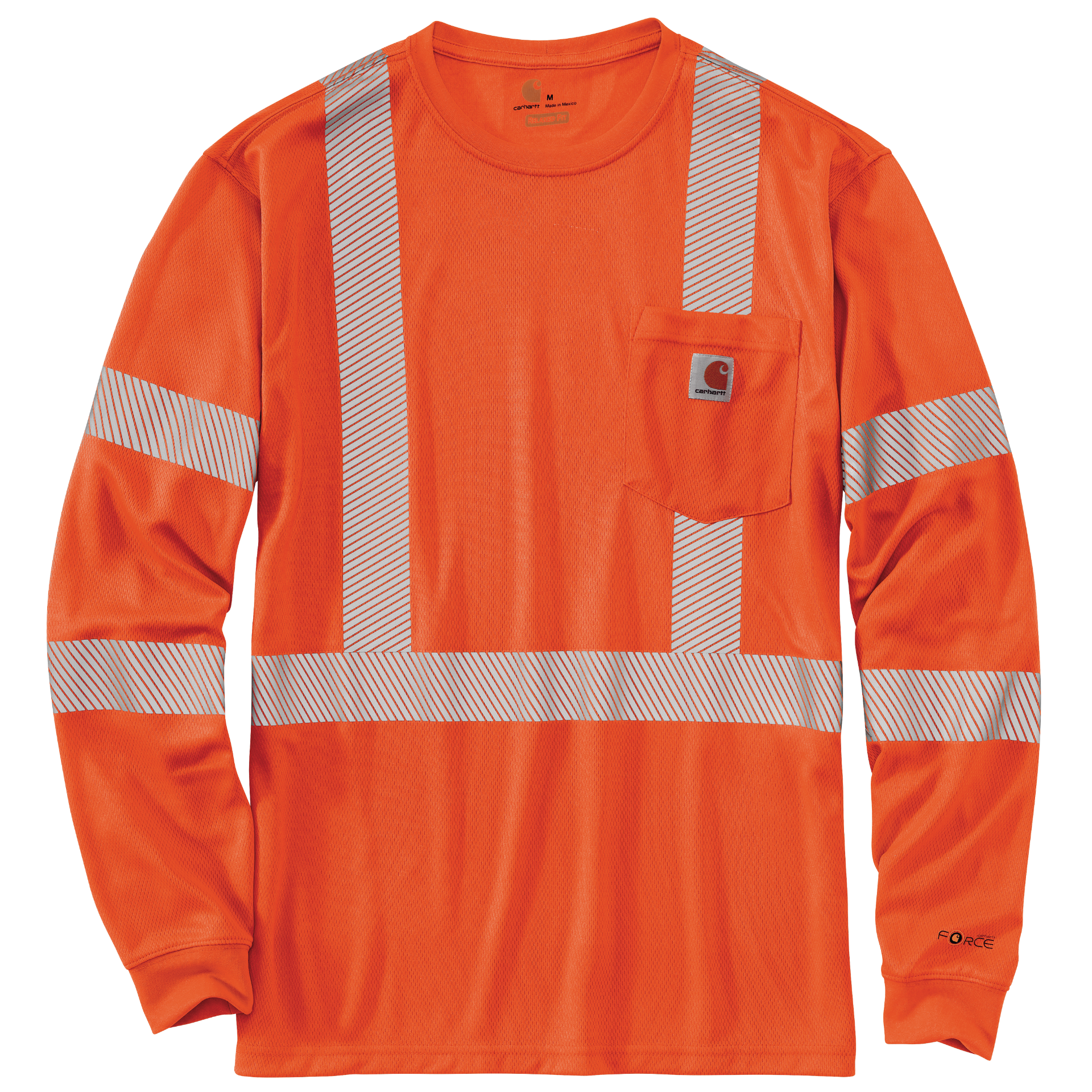 Picture of Carhartt 100496 Mens High-Visibility Force Relaxed Fit Lightweight Long-Sleeve Class 3 Pocket T-Shirt