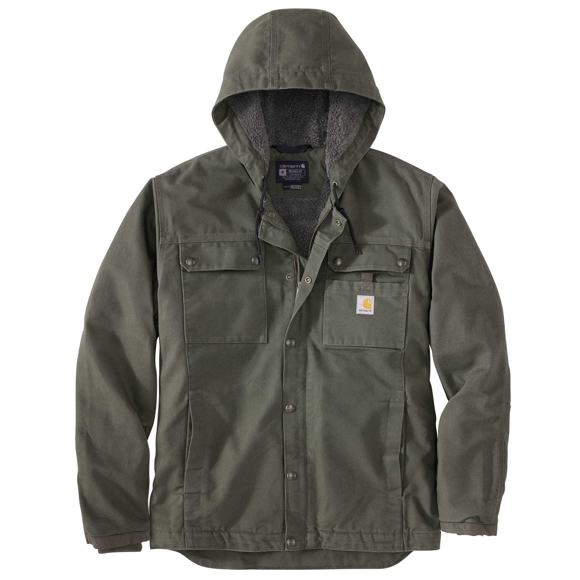 Picture of Carhartt 103826 Mens Relaxed Fit Washed Duck Sherpa-Lined Utility Jacket