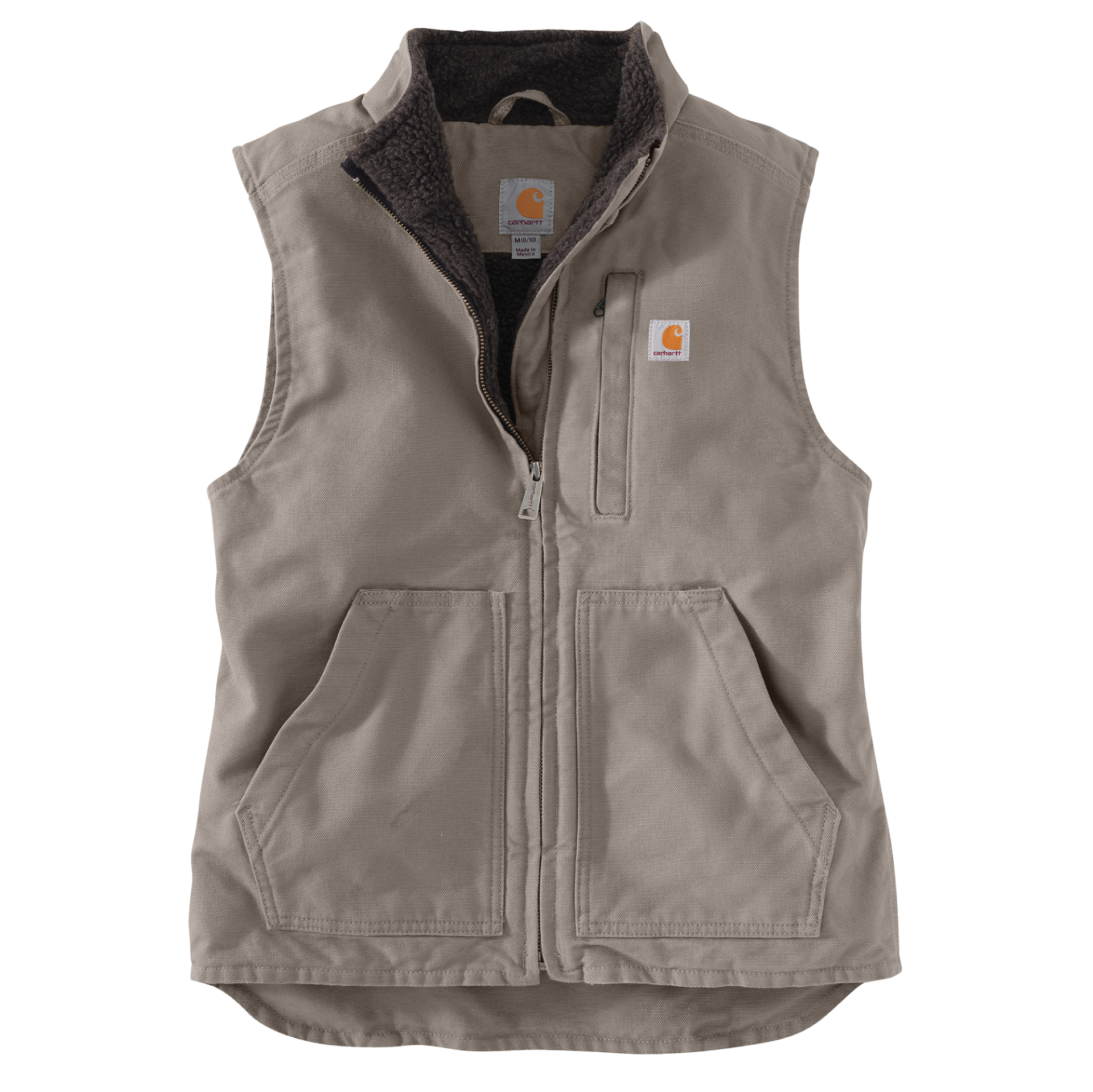 Picture of Carhartt 104224 Womens Relaxed Fit Washed Duck Sherpa-Lined Mock-Neck Vest