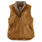 Picture of Carhartt 104224 Womens Relaxed Fit Washed Duck Sherpa-Lined Mock-Neck Vest