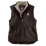 Picture of Carhartt 104224 Womens Relaxed Fit Washed Duck Sherpa-Lined Mock-Neck Vest