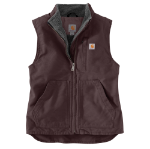 Picture of Carhartt 104224 Womens Relaxed Fit Washed Duck Sherpa-Lined Mock-Neck Vest