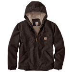Picture of Carhartt 104392 Mens Relaxed Fit Washed Duck Sherpa-Lined Jacket