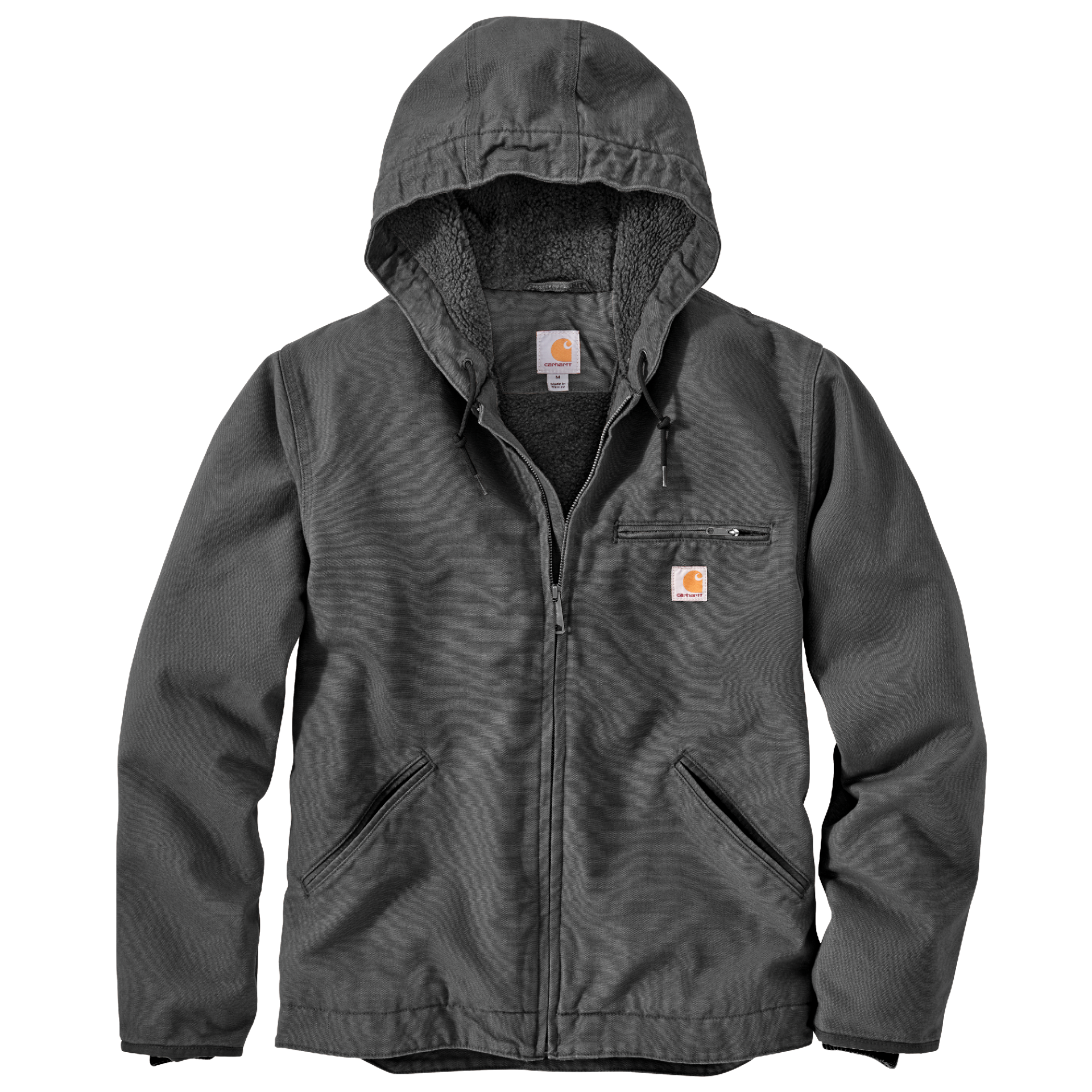 Picture of Carhartt 104392 Mens Relaxed Fit Washed Duck Sherpa-Lined Jacket