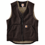 Picture of Carhartt 104394 Mens Relaxed Fit Washed Duck Sherpa-Lined Vest