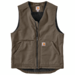 Picture of Carhartt 104394 Mens Relaxed Fit Washed Duck Sherpa-Lined Vest