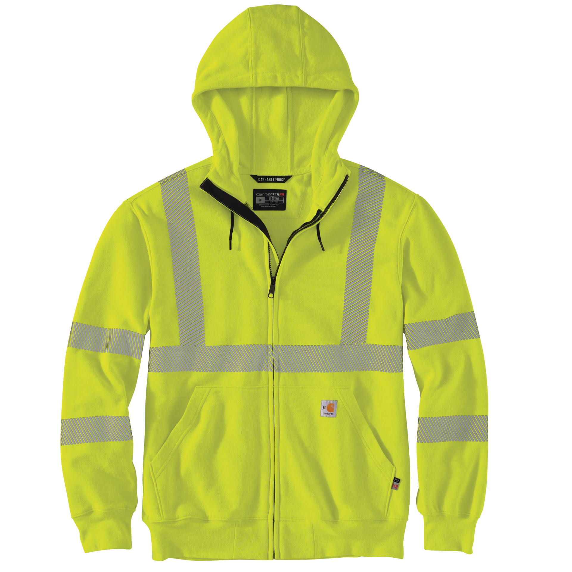 Picture of Carhartt 105786 Mens Flame Resistant High-Visibility Force Loose Fit Midweight Full-Zip Class 3 Sweatshirt