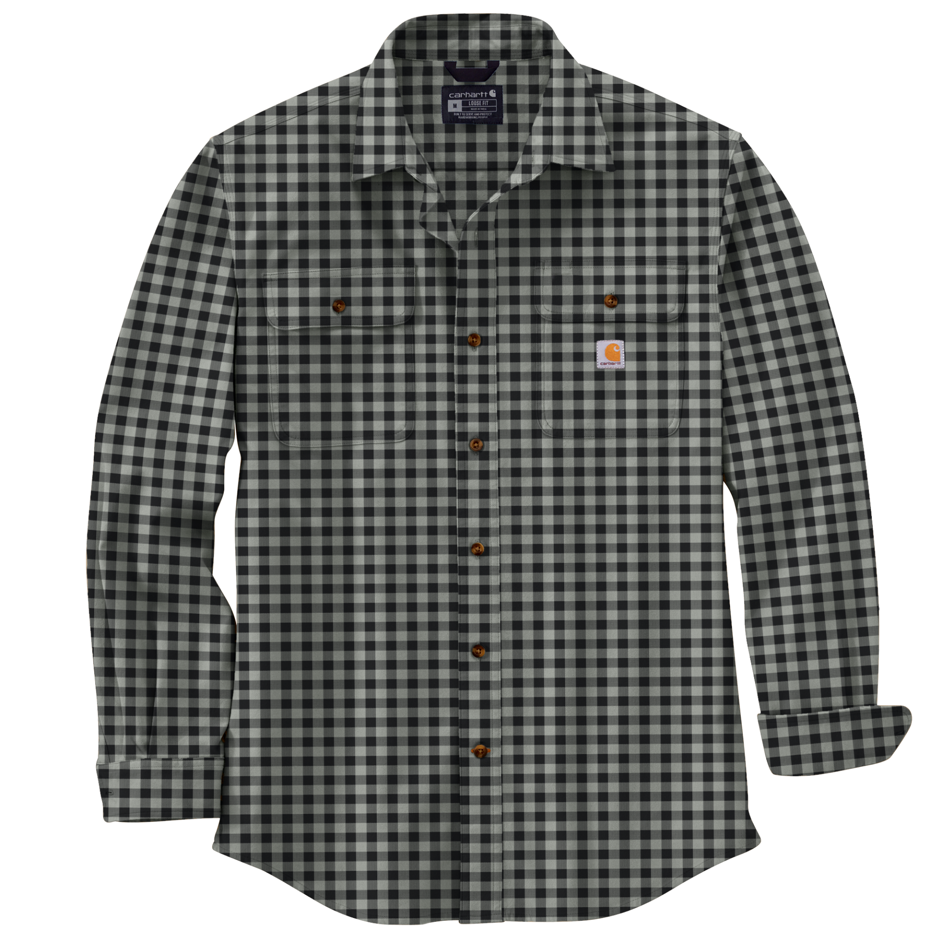 Picture of Carhartt 105947 Mens Loose Fit Heavyweight Flannel Long-Sleeve Plaid Shirt