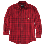 Picture of Carhartt 106355 Mens Loose Fit Midweight Chambray Long-Sleeve Plaid Shirt