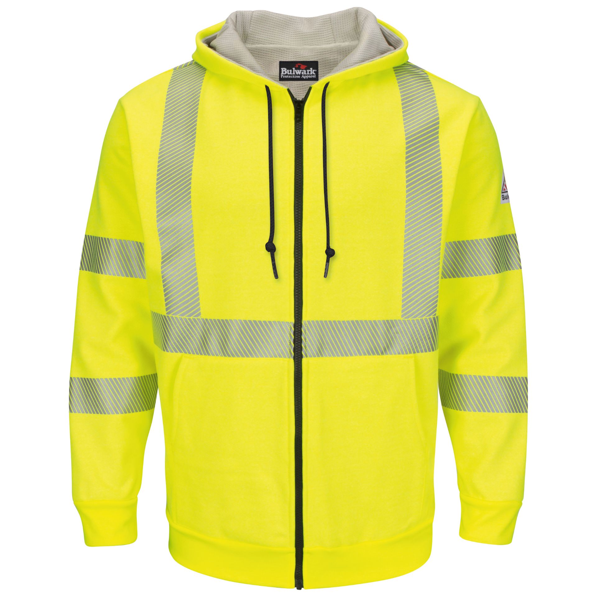 Picture of Bulwark® SMZ4 Men's Fleece FR Hi-Visibility Zip-Front Hooded Sweatshirt with Waffle Lining
