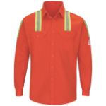Picture of Bulwark® SLAT Men's Midweight FR Enhanced Visibility Uniform Shirt with Silver/Yellow Striping