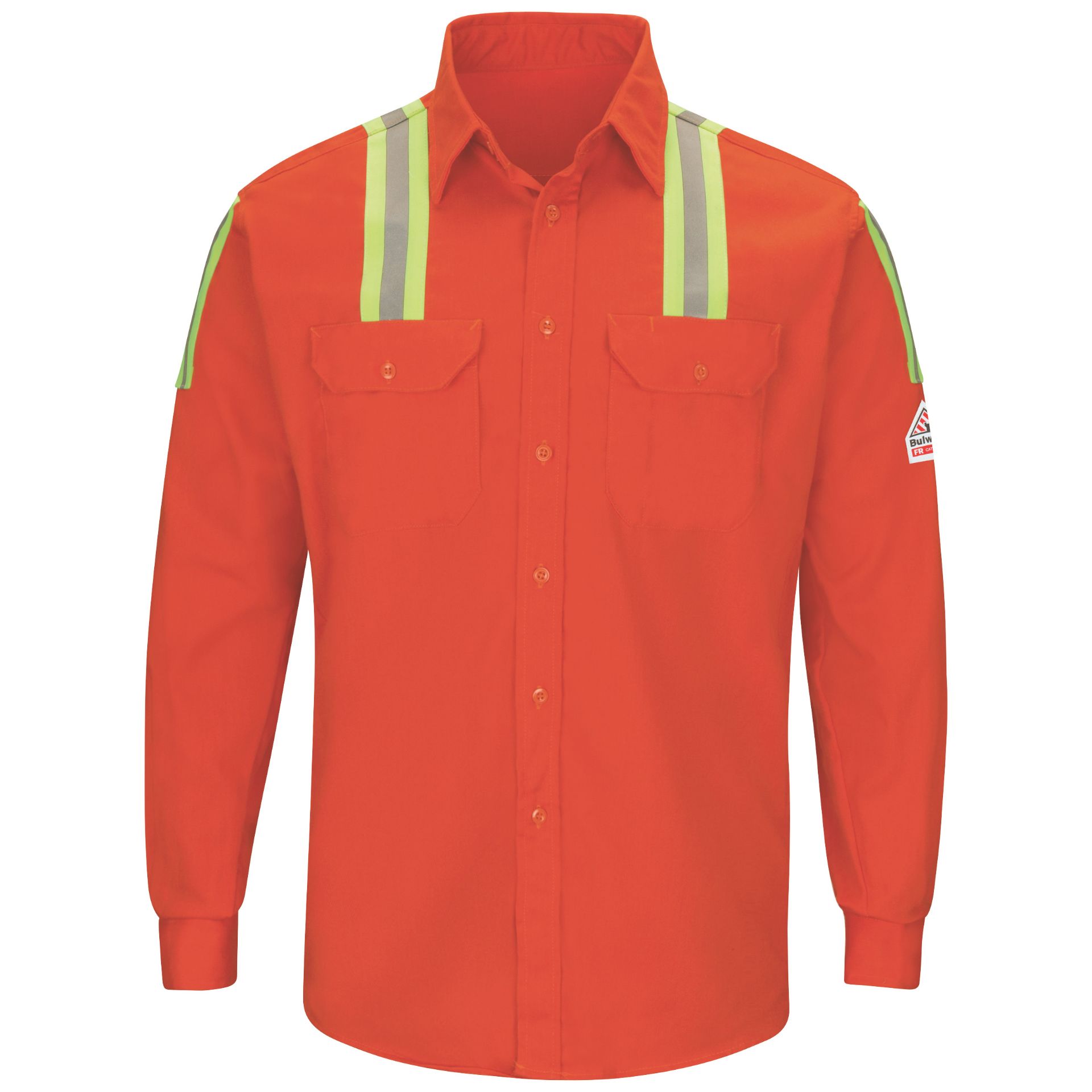 Picture of Bulwark® SLAT Men's Midweight FR Enhanced Visibility Uniform Shirt with Silver/Yellow Striping