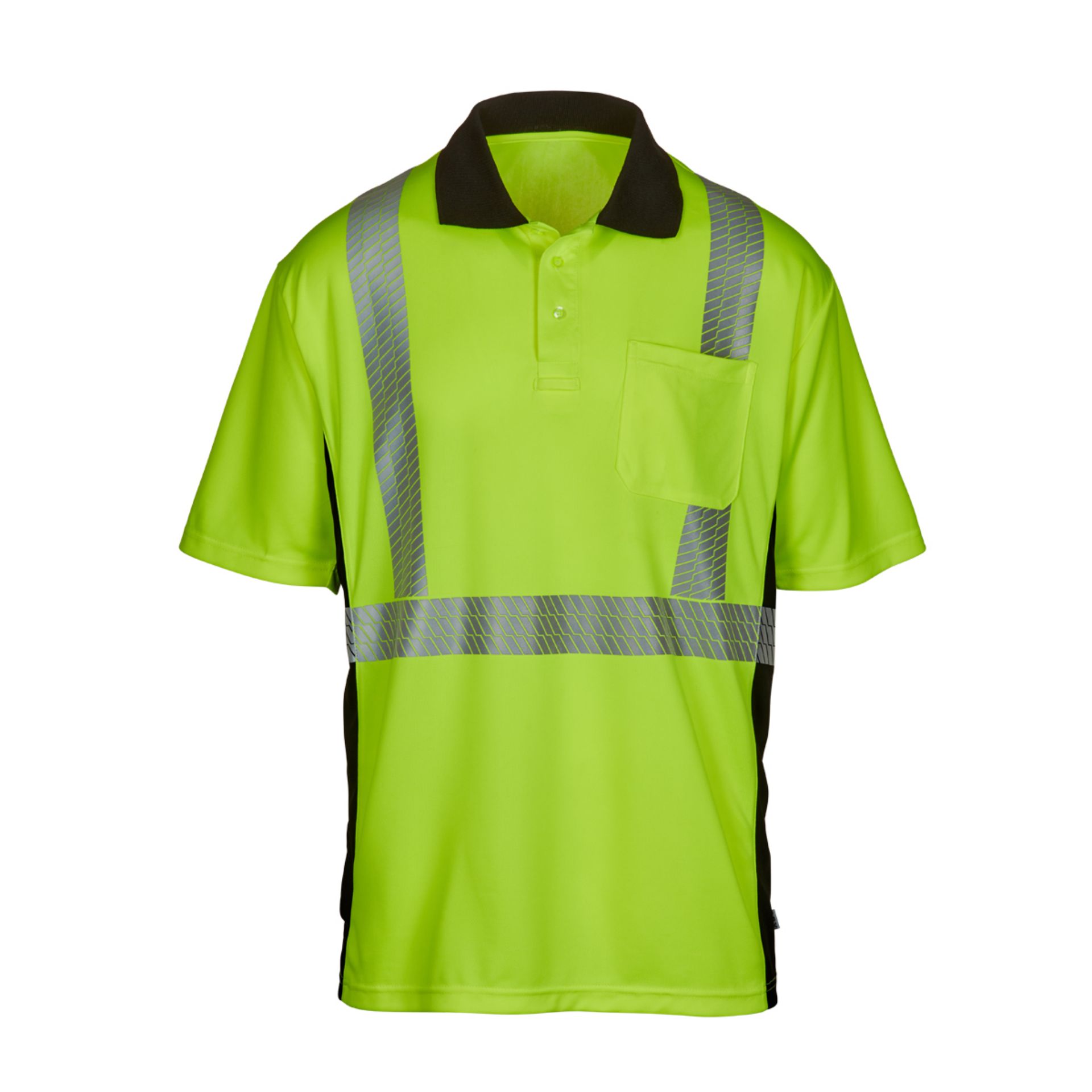 Picture of Max Apparel MAX410 Class 2 Polo Shirt, Safety Green/Black Bottom