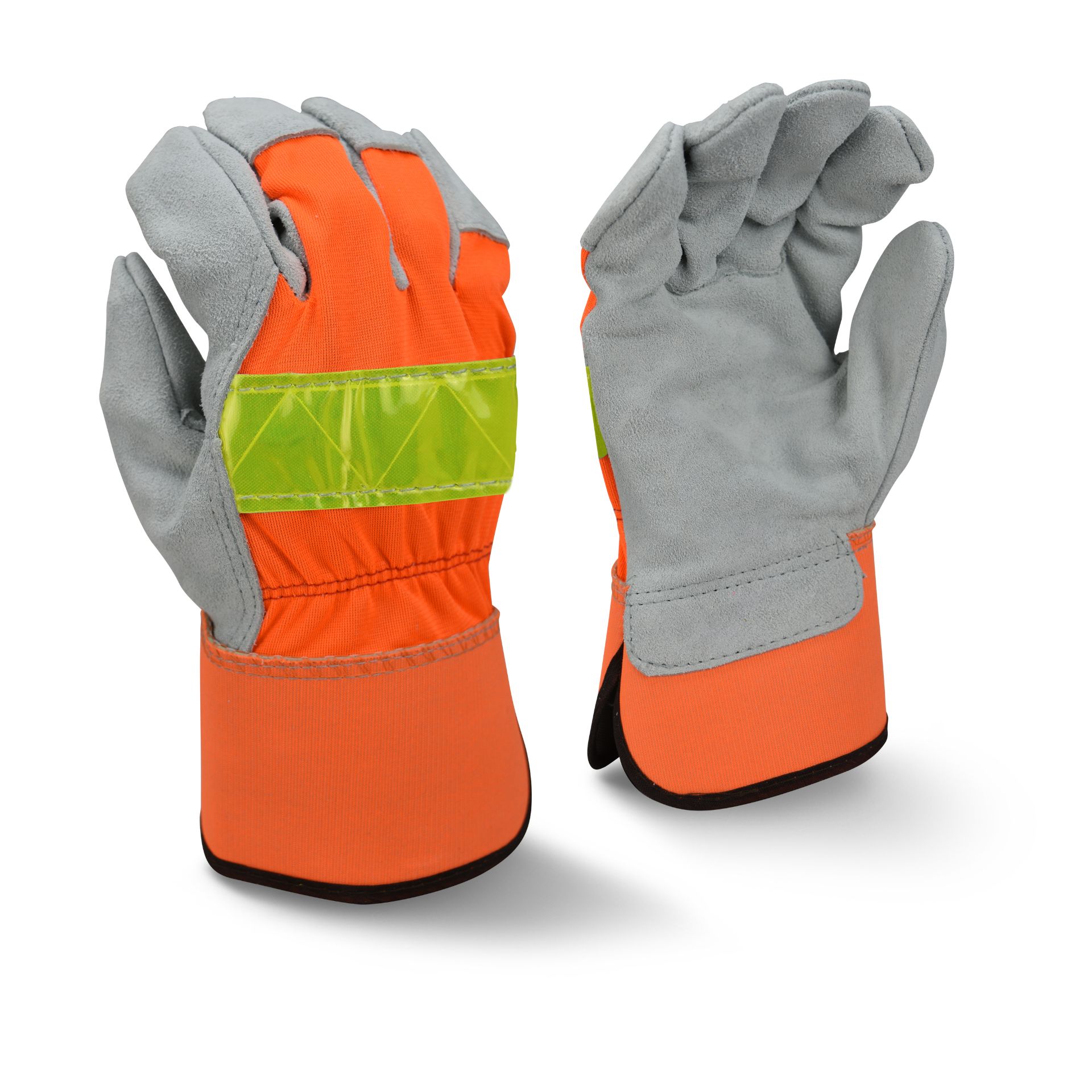 Picture of Radians RWG3200HV Radians RWG3200HV High Visibility Regular Shoulder Gray Split Cowhide Leather Palm Glove
