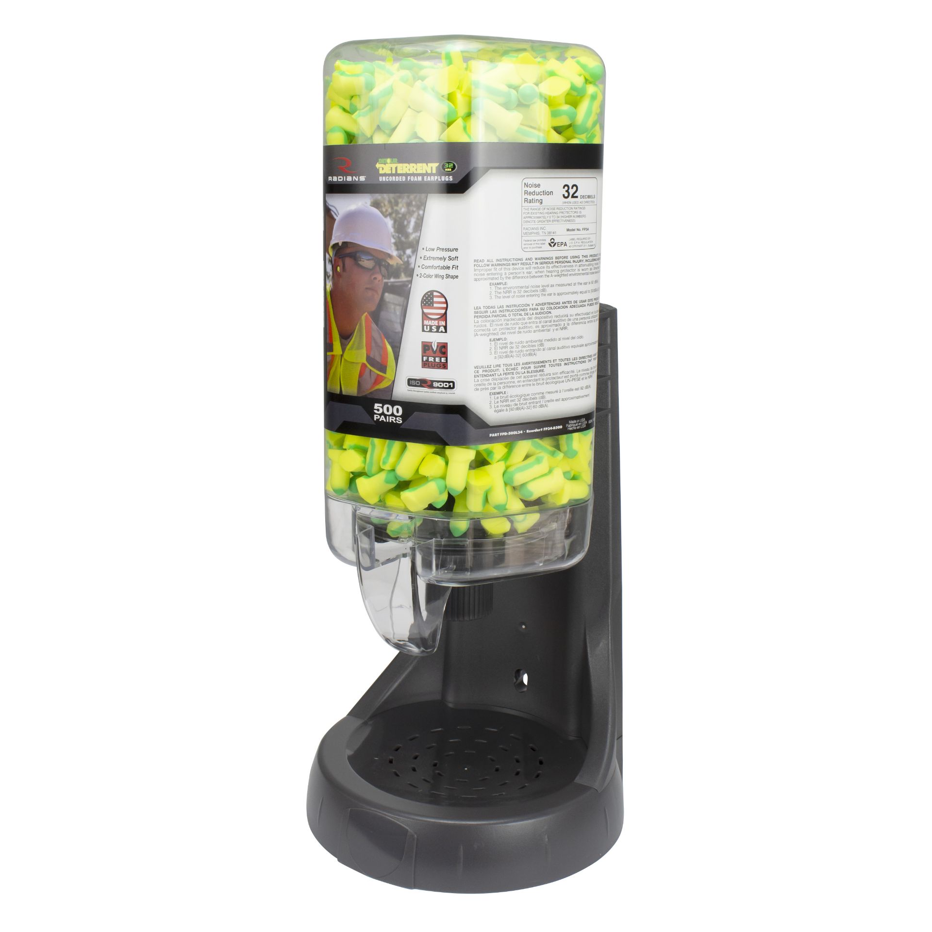 Picture of Radians FPD-500L34 Radians 500 Pair Refillable Dispenser with Deterrent™ FP34 Plugs