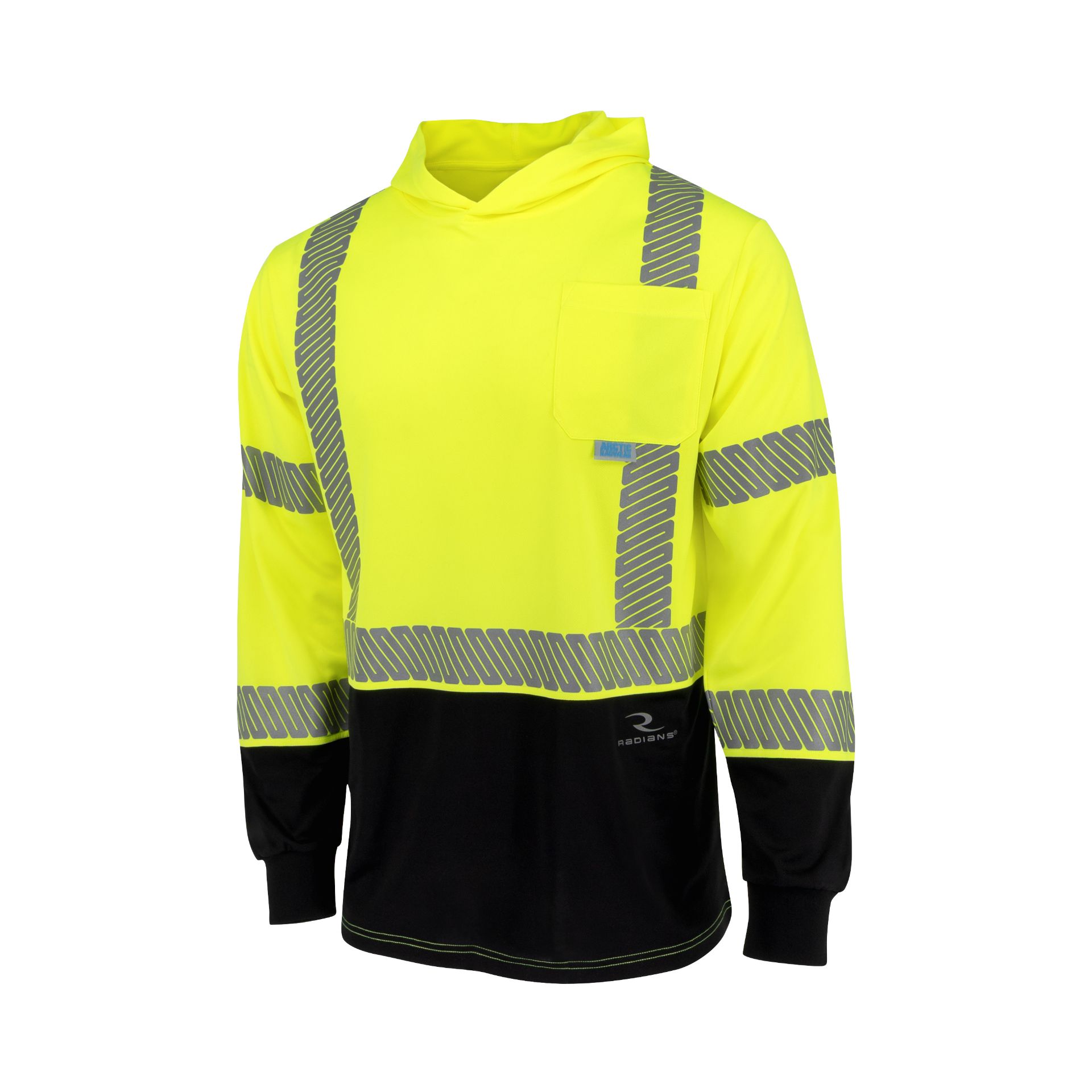 Picture of Radians ST631B-3 Radians ST631B Class 3 UPF 40 Color Block Long Sleeve T-Shirt with Hood