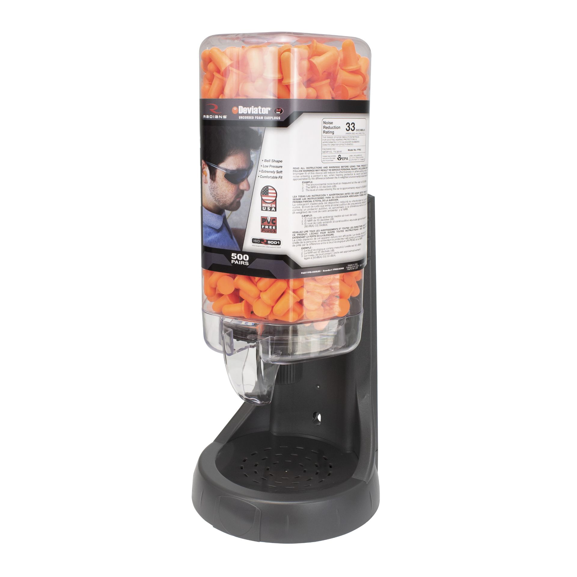 Picture of Radians FPD-500L80 Radians 500 Pair Refillable Dispenser with Deviator™ FP80 Plugs