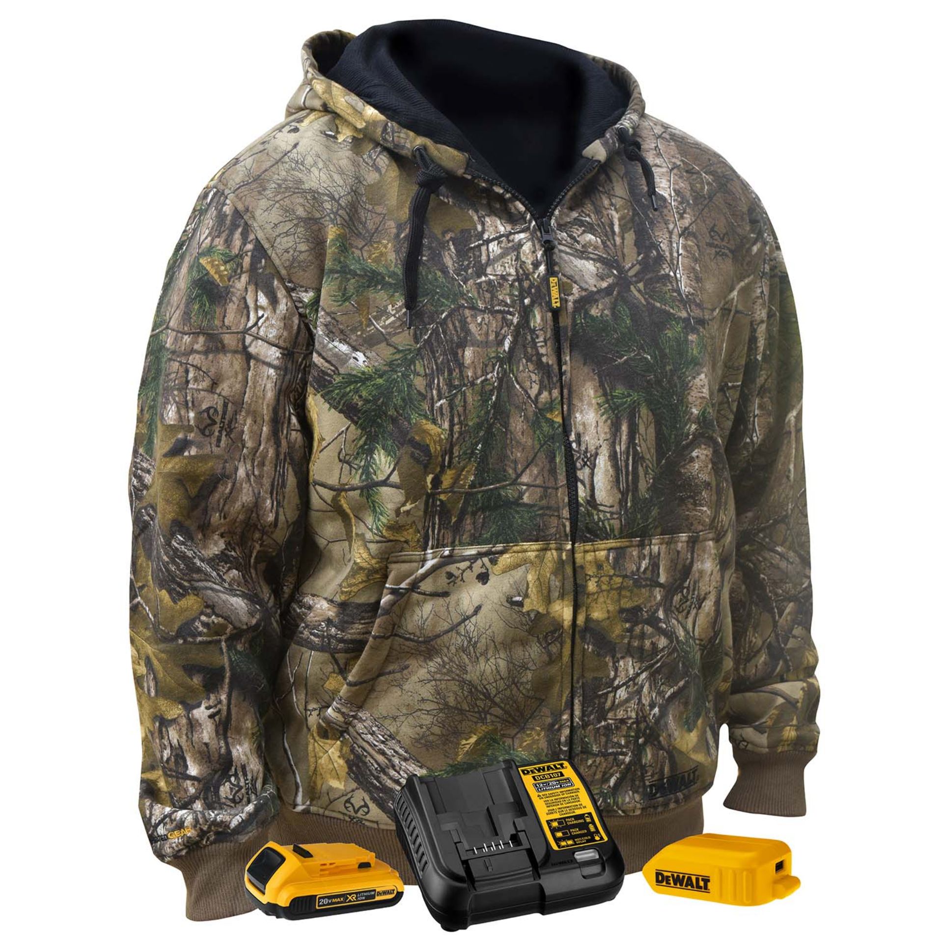 Picture of DEWALT DCHJ074D1 DEWALT Men's Heated REALTREE EDGE® Camouflage Hoodie Sweatshirt Kitted