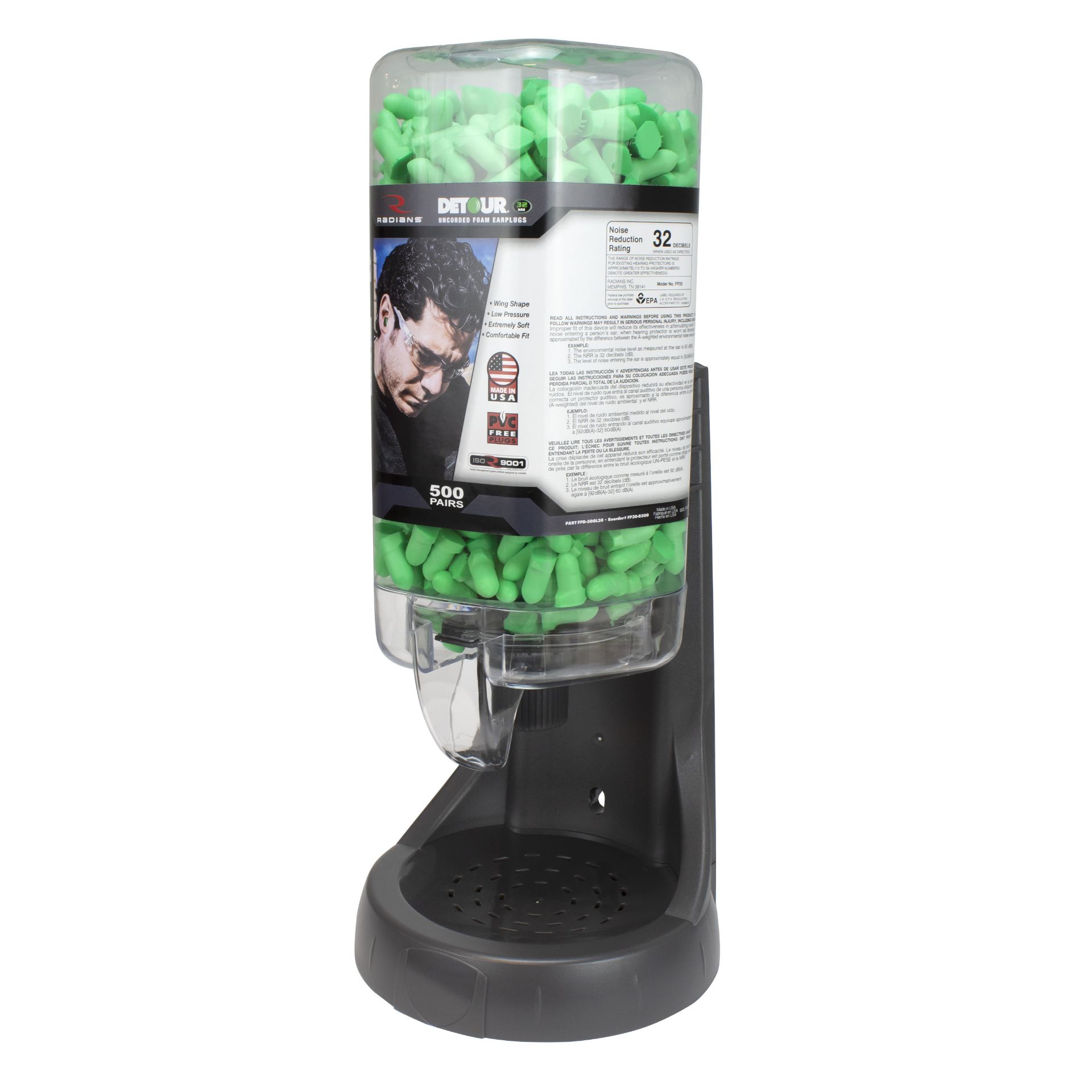 Picture of Radians FPD-500L30 Radians 500 Pair Refillable Dispenser with Detour® 32 Earplugs