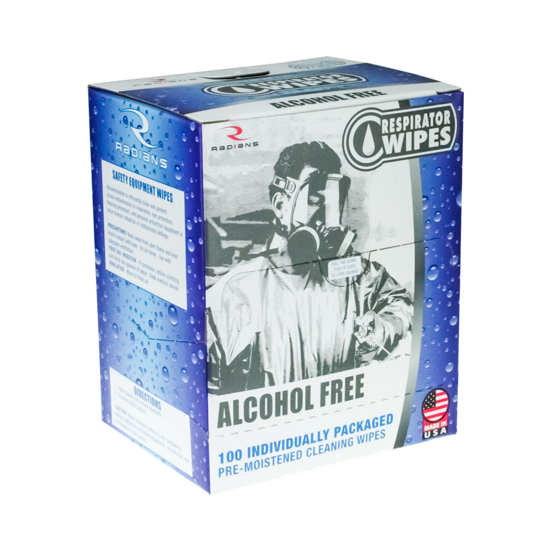 Picture of Radians RWAF-100 Radians Respirator Wipes Alcohol Free