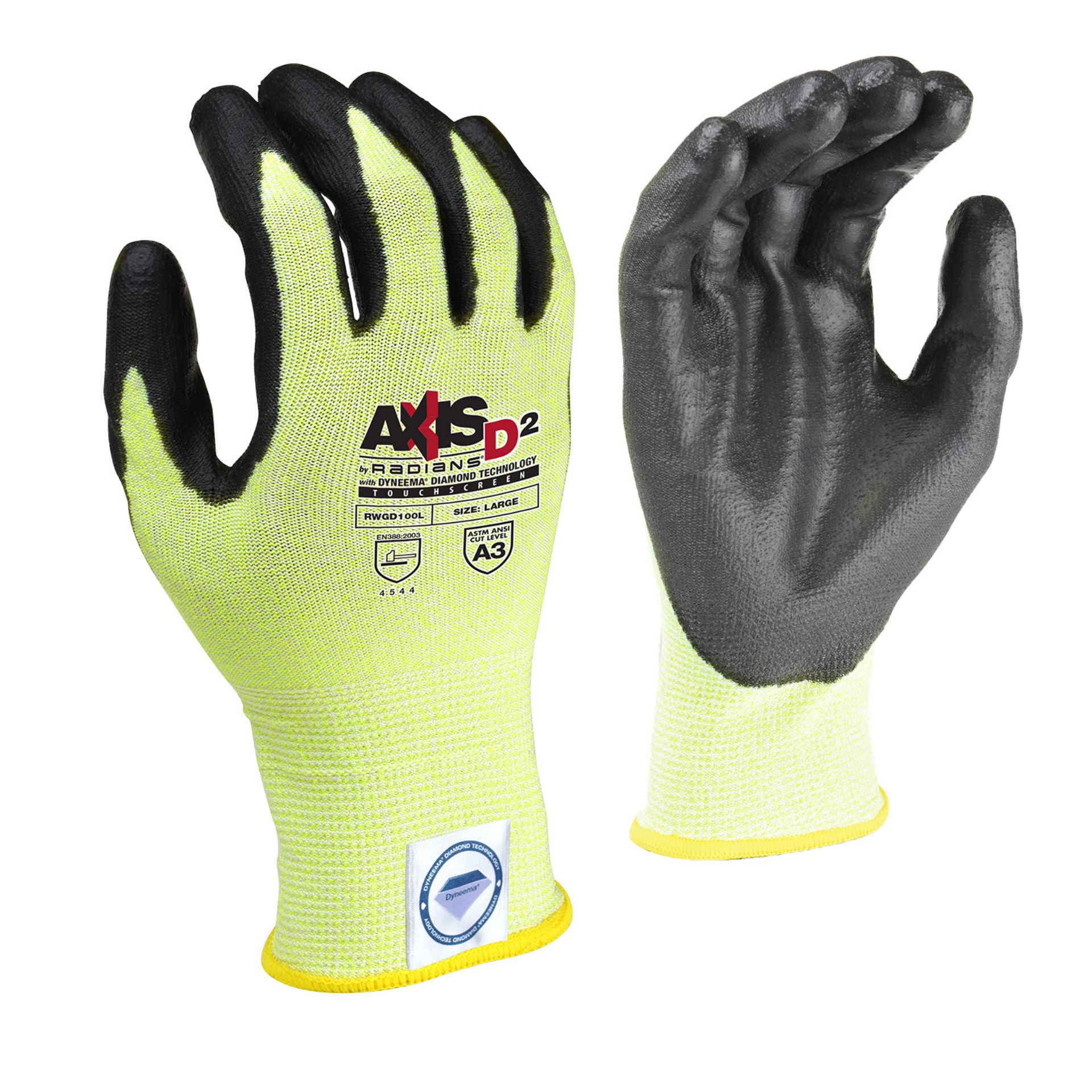 Picture of Radians RWGD100 Radians RWGD100 AXIS D2™ Dyneema® Cut Protection Level A4 Touchscreen Glove