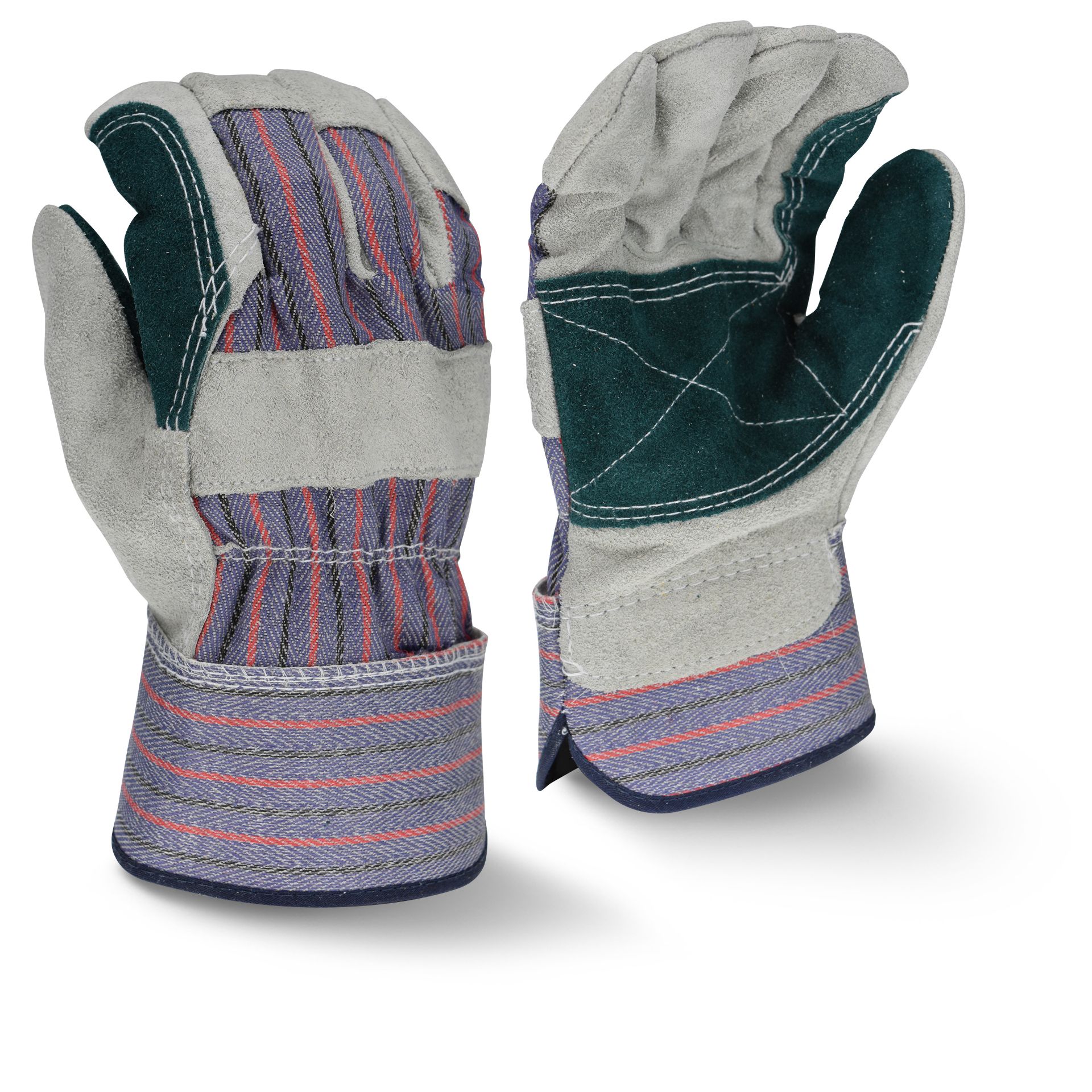 Picture of Radians RWG3200DP Radians RWG3200DP Regular Shoulder Gray Split Cowhide Double Leather Palm Glove